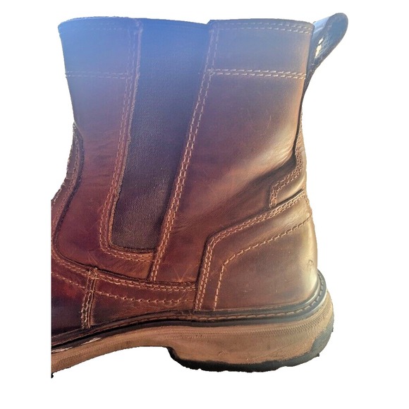 Caterpillar Pelton Leather Brown Safety‎ Boots Men\'s 12 CAT Work Gusset Pull On main image 14